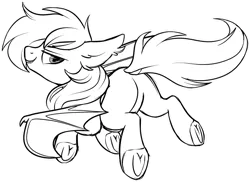 Size: 1024x745 | Tagged: safe, artist:kellythedrawinguni, derpibooru import, oc, bat pony, pony, male, monochrome, simple background, solo, stallion, transparent background