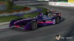 Size: 960x540 | Tagged: safe, artist:forzaveteranenigma, derpibooru import, twilight sparkle, pony, fanfic:equestria motorsports, car, driving, formula e, forza motorsport 7, long beach, photo, racing, tesla