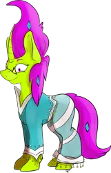 Size: 1920x2988 | Tagged: safe, artist:overlord pony, derpibooru import, oc, oc:nuclear blossom, unofficial characters only, pony, unicorn, clothes, nonbinary, simple background, solo, transparent background