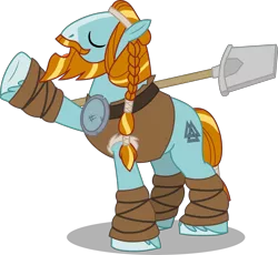 Size: 6849x6309 | Tagged: safe, artist:hendro107, derpibooru import, rockhoof, earth pony, pony, a rockhoof and a hard place, absurd resolution, beard, braid, eyes closed, facial hair, hoof wraps, male, moustache, raised hoof, rockhoof's shovel, shovel, simple background, solo, stallion, transparent background, vector