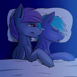 Size: 1500x1500 | Tagged: safe, artist:snowstormbat, derpibooru import, oc, oc:noxy, oc:windy dripper, unofficial characters only, pegasus, pony, gay, male, noxydrip, oc x oc, pillow, shipping, sleeping