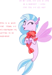 Size: 6000x8512 | Tagged: absurd resolution, artist:pilot231, canon, cute, derpibooru import, diastreamies, female, filly, happy, hug, oc, oc:hope mustang, safe, seaponified, seapony (g4), silverstream, simple background, snow tip nose, species swap, talking, transparent background, vector