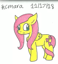 Size: 705x783 | Tagged: safe, artist:cmara, derpibooru import, fluttershy, pony, solo, traditional art