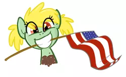 Size: 802x488 | Tagged: safe, artist:jessy, derpibooru import, oc, oc:coke pony, ponified, unofficial characters only, food pony, original species, pony, american flag, bust, coke, cute, female, flag, food, grin, looking at you, mare, mouth hold, simple background, smiling, soda, solo, squee, white background