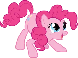 Size: 5663x4249 | Tagged: safe, artist:andoanimalia, derpibooru import, pinkie pie, earth pony, pony, discordant harmony, absurd resolution, female, mare, open mouth, playful, simple background, solo, transparent background, vector