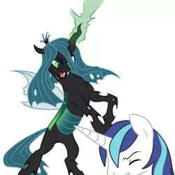 Size: 800x800 | Tagged: artist:elslowmo, artist:jessy, derpibooru import, duo, queen chrysalis, safe, shining armor, simple background, white background