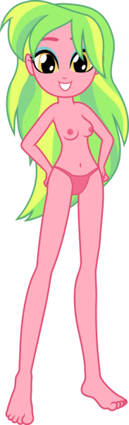Size: 1217x4000 | Tagged: questionable, artist:salemcat, derpibooru import, edit, vector edit, lemon zest, equestria girls, friendship games, barefoot, belly button, breasts, clothes, feet, female, grin, nipples, nudity, partial nudity, partial nudity edit, recolor, simple background, smiling, solo, topless, topless edit, transparent background, underwear, underwear edit, vector