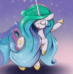 Size: 3076x3133 | Tagged: safe, artist:cookiedesu, derpibooru import, princess celestia, alicorn, pony, cute, cutelestia, dancing, female, long mane, majestic as fuck, mare, party, sillestia, silly, silly pony, tongue out