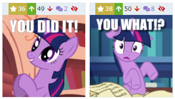 Size: 349x199 | Tagged: safe, derpibooru import, edit, edited screencap, screencap, twilight sparkle, twilight sparkle (alicorn), alicorn, pony, unicorn, derpibooru, look before you sleep, the crystal empire, animated, book, caption, clapping, clapping ponies, confused, cute, duality, eye twitch, female, floppy ears, frown, gif, gif with captions, golden oaks library, grin, image macro, impact font, juxtaposition, library, looking at you, mare, meme, meta, question, reaction image, self ponidox, sitting, smiling, solo, surprised, text, twiabetes, twitch, unicorn twilight, wide eyes, you did it