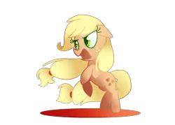 Size: 1400x1000 | Tagged: safe, artist:andromedasparkz, derpibooru import, applejack, earth pony, pony, angry, female, freckles, hatless, missing accessory, rearing, simple background, solo, transparent background