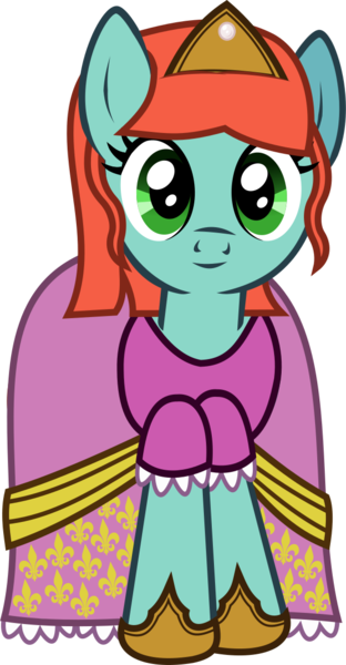 Size: 657x1264 | Tagged: safe, artist:lightningbolt, derpibooru import, oc, oc:princess elonrie, unofficial characters only, earth pony, pony, 2019 community collab, derpibooru community collaboration, .svg available, clothes, crown, dress, female, hoof shoes, jewelry, looking at you, mare, princess, regalia, simple background, smiling, solo, standing, svg, transparent background, vector