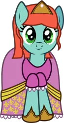 Size: 657x1264 | Tagged: safe, artist:lightningbolt, derpibooru import, oc, oc:princess elonrie, unofficial characters only, earth pony, pony, 2019 community collab, derpibooru community collaboration, .svg available, clothes, crown, dress, female, hoof shoes, jewelry, looking at you, mare, princess, regalia, simple background, smiling, solo, standing, svg, transparent background, vector