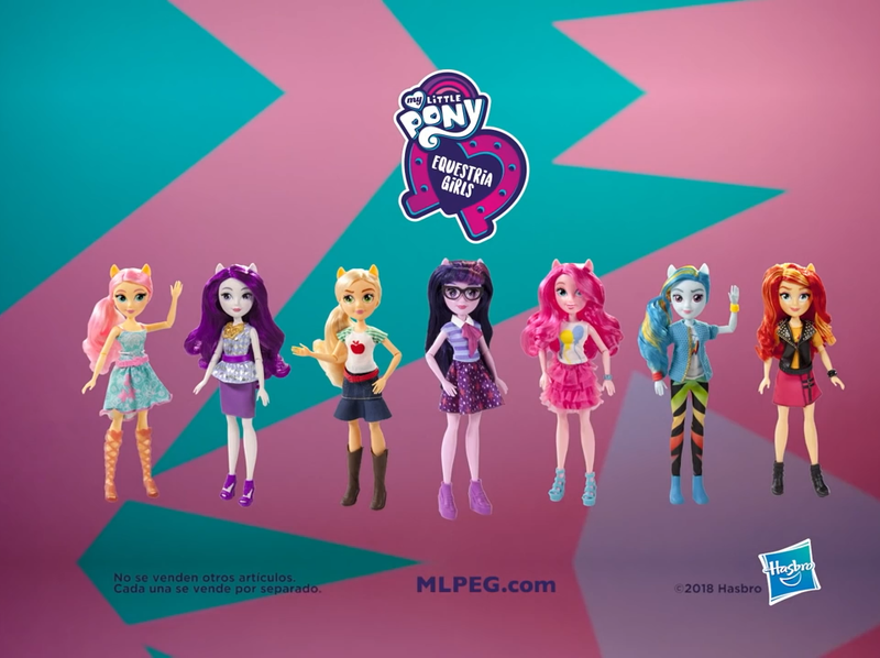 Size: 963x720 | Tagged: safe, derpibooru import, applejack, fluttershy, pinkie pie, rainbow dash, rarity, sci-twi, sunset shimmer, twilight sparkle, equestria girls, equestria girls series, doll, equestria girls logo, hasbro, hasbro logo, humane five, humane seven, humane six, merchandise, toy