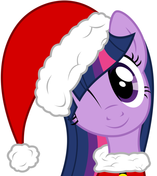 Size: 5512x6183 | Tagged: absurd resolution, artist:pink1ejack, christmas, christmas ponies, cute, derpibooru import, hat, holiday, one eye closed, safe, santa hat, simple background, solo, transparent background, twiabetes, twilight sparkle, vector, wink