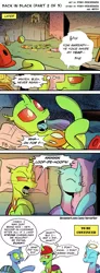 Size: 975x2636 | Tagged: angelic halo, angry, artist:pony-berserker, bed, bedroom, blink-182, bottle, candle, changedling, changedling oc, changeling, changeling oc, comic, comic:back in black, cricket ball, cricket bat, derpibooru import, exclamation point, halo, hangover, implied gay, interrobang, loop-de-hoop, morning after, oc, oc:berzie, oc:dopple, oc:stainless key, oc x oc, open mouth, pillow, question mark, shipping, sleeping, snuggling, speech bubble, suggestive, unofficial characters only