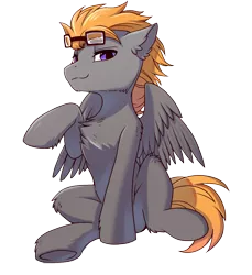 Size: 1100x1200 | Tagged: safe, artist:swaybat, derpibooru import, oc, oc:aj, unofficial characters only, pegasus, pony, 2019 community collab, derpibooru community collaboration, goggles, male, simple background, solo, stallion, transparent background