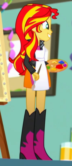 Size: 236x538 | Tagged: safe, derpibooru import, screencap, sunset shimmer, eqg summertime shorts, equestria girls, the art of friendship, cropped, solo