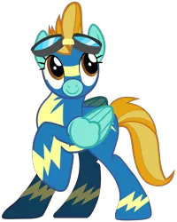 Size: 5754x7192 | Tagged: safe, artist:ramseybrony17, derpibooru import, lightning dust, pegasus, pony, absurd resolution, clothes, female, goggles, mare, raised hoof, simple background, solo, transparent background, uniform, vector, wonderbolts, wonderbolts uniform