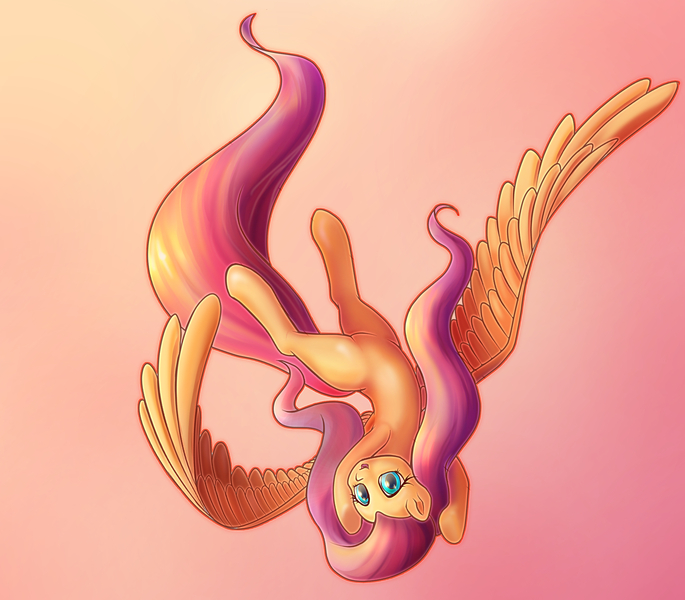 Size: 2501x2191 | Tagged: safe, artist:stratodraw, derpibooru import, fluttershy, pony, cute, female, looking at you, mare, shyabetes, smiling, solo, upside down