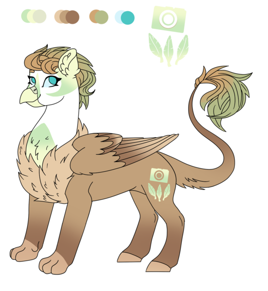 Size: 1024x1115 | Tagged: artist:plixine, derpibooru import, female, hippogriff, oc, oc:sandy, offspring, parent:greta, parent:press release, reference sheet, safe, simple background, solo, transparent background