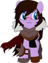 Size: 719x951 | Tagged: safe, artist:puppyeyedlover, derpibooru import, ponified, earth pony, pony, armor, cape, clothes, crossover, dragon age, dragon age 2, female, hawke, mare, simple background, solo, transparent background