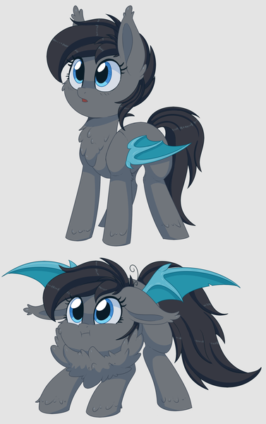 Size: 1681x2677 | Tagged: safe, artist:thegamblehorse, deleted from derpibooru, derpibooru import, oc, oc:seachell, unofficial characters only, bat pony, pony, :i, :o, bat pony oc, bat wings, behaving like a bird, cheek fluff, cheek puffing, chest fluff, colored sketch, crouching, cute, daaaaaaaaaaaw, ear fluff, ear tufts, female, floppy ears, fluffy, hoof fluff, looking up, mare, messy mane, neck fluff, ocbetes, open mouth, puffed up, puffy, puffy cheeks, simple background, solo, spread wings, unshorn fetlocks, white background, wings