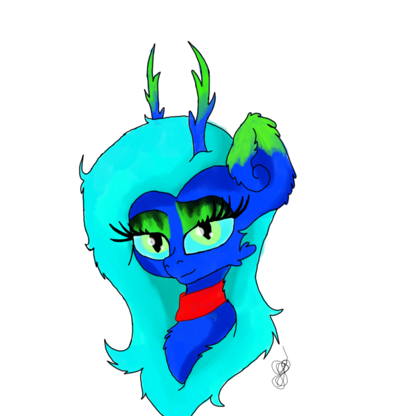 Size: 900x950 | Tagged: safe, artist:timeatriy-time-lives, derpibooru import, oc, oc:jingle bell, unofficial characters only, deer, pony, reindeer, bust, neon, slit eyes, solo