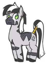 Size: 474x587 | Tagged: artist:jargon scott, derpibooru import, ear piercing, earring, jewelry, male, oc, oc:zeta, piercing, quadruped, safe, simple background, tail wrap, white background, zebra