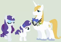 Size: 842x578 | Tagged: safe, artist:deppressedunicorn, derpibooru import, prince blueblood, rarity, pony, unicorn, family, female, filly, male, mare, offspring, parent:prince blueblood, parent:rarity, parents:rariblood, rariblood, shipping, stallion, straight