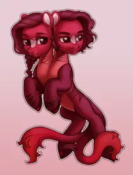 Size: 1900x2500 | Tagged: safe, artist:furuwaru, derpibooru import, oc, original species, pony, conjoined, conjoined twins, intersex, multiple heads, pigtails, simple background, twintails, two heads