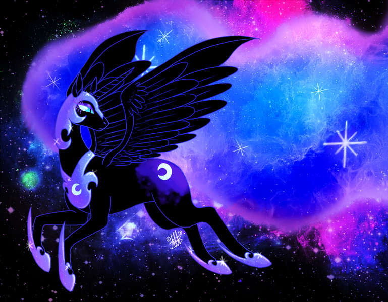 Size: 915x714 | Tagged: safe, artist:thepipefox, derpibooru import, nightmare moon, alicorn, pony, ethereal mane, female, mare, solo