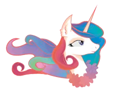 Size: 1280x960 | Tagged: alicorn, artist:lionsca, bust, derpibooru import, flower, missing accessory, princess celestia, safe, solo