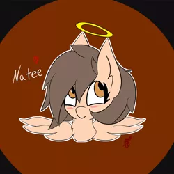 Size: 1000x1000 | Tagged: safe, artist:exxie, derpibooru import, oc, oc:natee, unofficial characters only, pegasus, pony, female, halo, mare, simple background, wings