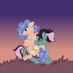 Size: 4000x4000 | Tagged: safe, artist:glamgoria-morose, derpibooru import, oc, oc:duchess, oc:summer beauty, pegasus, pony, couple, female, lesbian, offspring, parent:applejack, parent:king sombra, parent:soarin', parent:zephyr breeze, parents:soarinjack, parents:zephbra, sunset