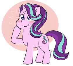 Size: 984x896 | Tagged: safe, artist:winterwithers, derpibooru import, starlight glimmer, pony, unicorn, abstract background, blushing, colored pupils, cute, ear fluff, female, glimmerbetes, mare, solo