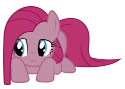 Size: 840x596 | Tagged: safe, artist:drud14, derpibooru import, pinkie pie, earth pony, pony, cute, cuteamena, female, mare, pinkamena diane pie, prone, sad, simple background, solo, transparent background