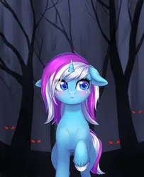 Size: 2000x2465 | Tagged: safe, artist:pinklemon23, derpibooru import, oc, oc:sugardrop, unofficial characters only, pony, unicorn, blushing, commission, digital art, female, haunted, high res, mare, signature, solo, transparent mane, trotting, ych result