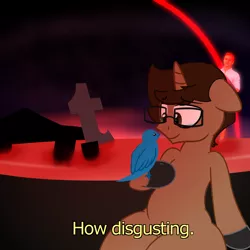 Size: 3600x3600 | Tagged: safe, artist:nerdymexicanunicorn, derpibooru import, oc, oc:nerdy, unofficial characters only, bird, pony, unicorn, crying, detailed background, end of evangelion, glasses, lucky luciano, meme, meta, subtitles, tumblr, tumblr 2018 nsfw purge, twitter, you know i had to do it to em