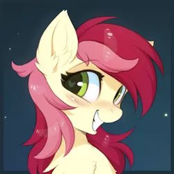 Size: 450x450 | Tagged: safe, artist:hioshiru, derpibooru import, edit, roseluck, earth pony, pony, avatar, blushing, cropped, cute, female, heart eyes, mare, questionable source, smiling, solo, wingding eyes