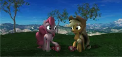 Size: 1584x746 | Tagged: safe, artist:hectorny, derpibooru import, applejack, pinkie pie, pony, 3d, wrestling belt