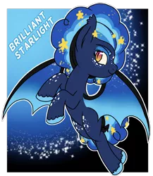 Size: 900x1035 | Tagged: safe, artist:nomipolitan, artist:toodaioo, derpibooru import, oc, oc:brilliant starlight, bat pony, pony, bat pony oc, bat wings, ethereal mane, female, freckles, get, index get, mare, solo, spread wings, starry mane, stars, unshorn fetlocks, wings