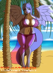 Size: 1280x1757 | Tagged: anthro, armpits, artist:dekomaru, beach, big breasts, breasts, clothes, derpibooru import, female, oc, ocean, oc:mariah wolves, pale belly, solo, solo female, suggestive, swimsuit, unofficial characters only