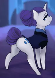 Size: 1280x1811 | Tagged: safe, artist:ronniesponies, derpibooru import, rarity, pony, unicorn, alternate timeline, butt, female, looking back, mare, night maid rarity, nightmare takeover timeline, plot, rear view, rearity, solo