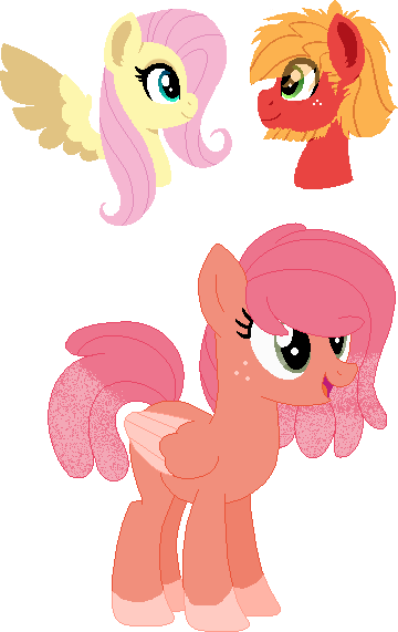 Size: 360x571 | Tagged: safe, artist:klawiee, derpibooru import, big macintosh, fluttershy, earth pony, pegasus, pony, female, fluttermac, male, offspring, parent:big macintosh, parent:fluttershy, parents:fluttermac, shipping, simple background, socks (coat marking), straight, transparent background