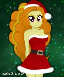 Size: 1024x1229 | Tagged: safe, artist:danielitamlp, derpibooru import, adagio dazzle, equestria girls, rainbow rocks, bare shoulders, breasts, christmas, cleavage, clothes, female, holiday, sleeveless, smiling, solo, strapless