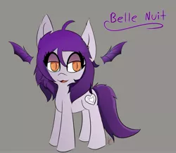 Size: 3159x2743 | Tagged: safe, artist:exxie, derpibooru import, oc, oc:belle nuit, unofficial characters only, bat pony, pony, bat pony oc, bat wings, fangs, female, floating wings, mare, wings