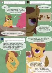 Size: 1144x1602 | Tagged: safe, artist:curiousglaistig, derpibooru import, oc, oc:marigold, earth pony, pony, ask pun, ask, female, mare, solo