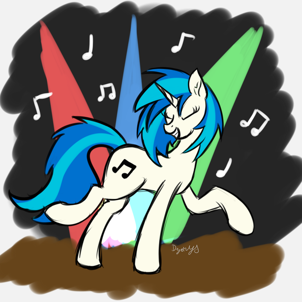 Size: 1181x1181 | Tagged: safe, artist:dyonys, derpibooru import, vinyl scratch, pony, unicorn, dancing, eyes closed, female, mare, sketch, smiling, solo