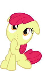 Size: 9162x13698 | Tagged: absurd resolution, accessory-less edit, adorabloom, apple bloom, artist:cyanlightning, cute, derpibooru import, edit, editor:slayerbvc, floppy ears, head tilt, missing accessory, on your marks, raised hoof, safe, simple background, solo, .svg available, transparent background, vector, vector edit