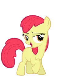 Size: 7000x8700 | Tagged: safe, artist:tardifice, derpibooru import, edit, editor:slayerbvc, vector edit, apple bloom, earth pony, pony, crusaders of the lost mark, absurd resolution, accessory-less edit, female, filly, lidded eyes, missing accessory, open mouth, raised hoof, simple background, solo, transparent background, vector